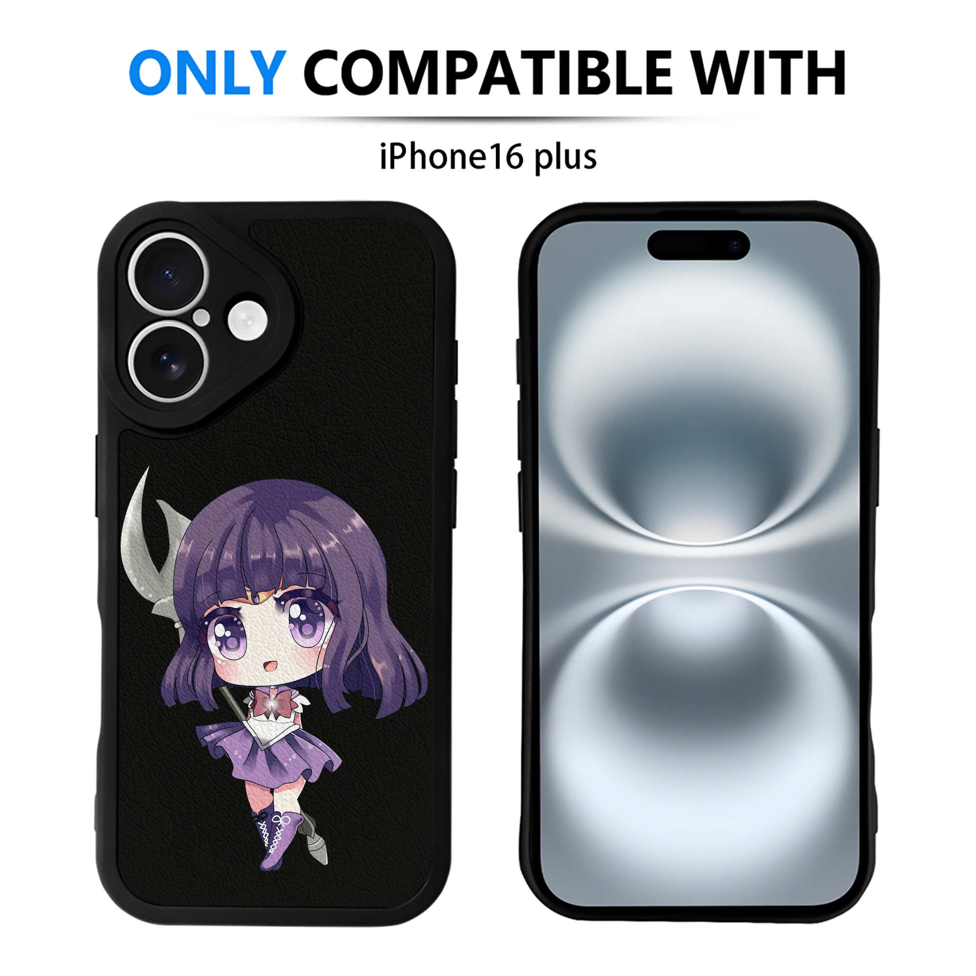 （画像用） 美少女戦士セーラームーン 土萠ほたる Sailor Moon Tomoe Hotaru （セーラーサターン；Sailor Saturn） 【iPhone 16シリーズ対応】シリコンスマホケース（レザー調） 材質：シリコン